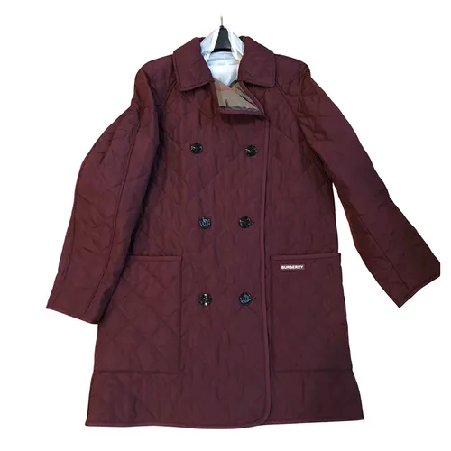 Áo Khoác Dáng Dài Nữ Burberry Jacket 3/4 Length Màu Đỏ Burgundy Size S