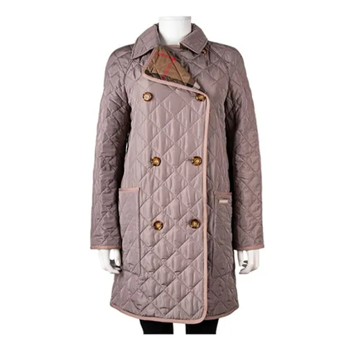 Áo Khoác Dáng Dài Nữ Burberry Tything Quilted Coat 8084201 Màu Xám Hồng Size S