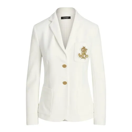 Áo Khoác Nữ Ralph Lauren Waisted Blazer White With Logo Gold Embroidered 200797305001 Màu Trắng Size M