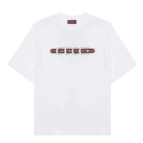 Áo Phông Nam Gucci Printed Cotton Jersey T-Shirt 784361 XJGKB 9074 Màu Trắng Size S