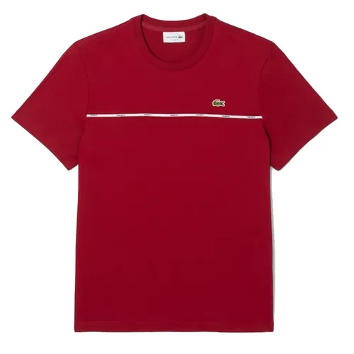 Áo Phông Nam Lacoste Trim Cotton Jersey TShirt TH9842 476 Bordeaux Màu Đỏ Đô Size 3