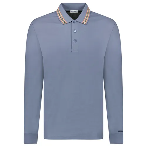 Áo Polo Dài Tay Nam Burberry 'Hartford' Striped Check Long Sleeve Polo Blue 81118151005 Màu Xanh Nhạt Size S