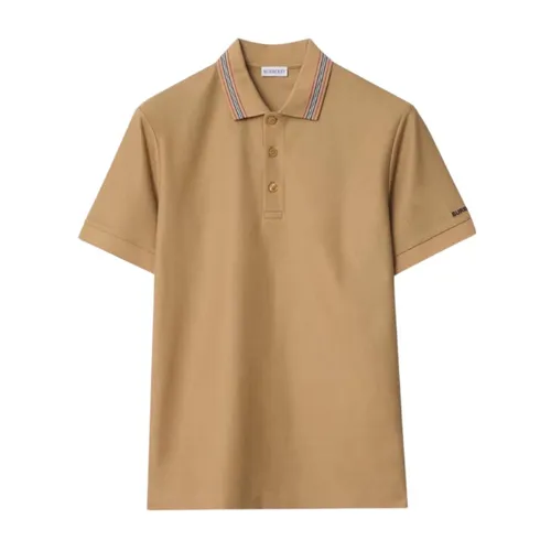 Áo Polo Nam Burberry Icon Stripe Lightweight Cotton With Logo At Sleeve In Beige 81118131 Màu Be Size M