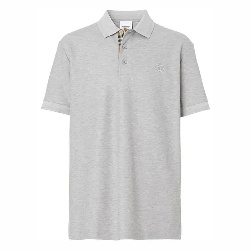 Áo Polo Nam Burberry Logo-embroidered Polo Shirt Màu Xám Size XS