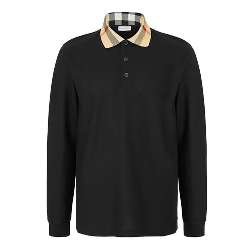 Áo Polo Nam Burberry Men's Long Sleeve Shirt Màu Đen Size S