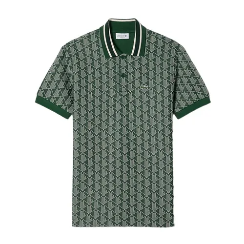 Áo Polo Nam Lacoste Men's Classic Fit Contrast Collar Monogram DH1417 D1R Màu Xanh Lá Size 4