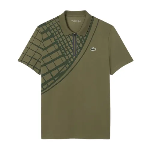 Áo Polo Nam Lacoste Men's Ultra Dry Printed Slim Fit Tennis Polo Shirt DH4756 E9F Màu Xanh Rêu Size 3