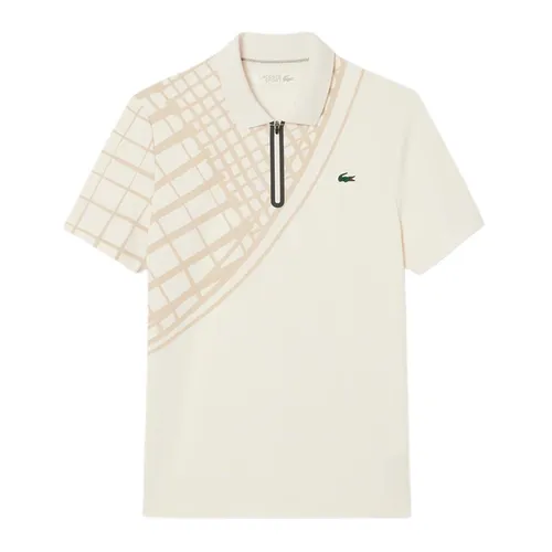 Áo Polo Nam Lacoste Men's Ultra Dry Printed Slim Fit Tennis Polo Shirt DH4756 XFJ Màu Be Nhạt Size 3