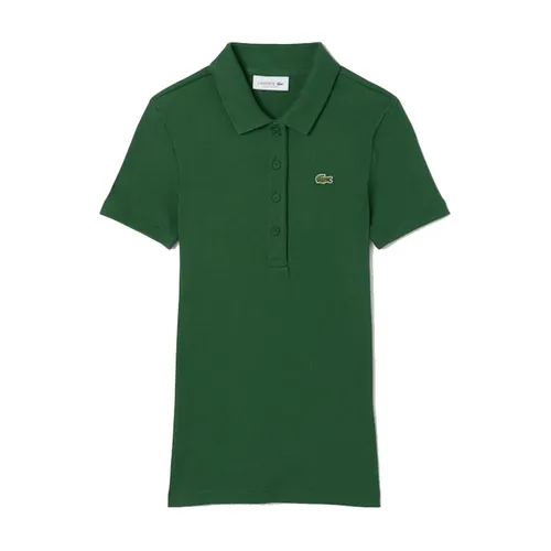 Áo Polo Nữ Lacoste Slim Fit L.12.D Ribbed Tshirt DF5377_132 Màu Xanh Green Size 34