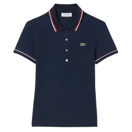 Áo Polo Nữ Lacoste Women's L.12.D Slim Fit Trim Detail DF5284_DB3 Màu Xanh Navy Size 34