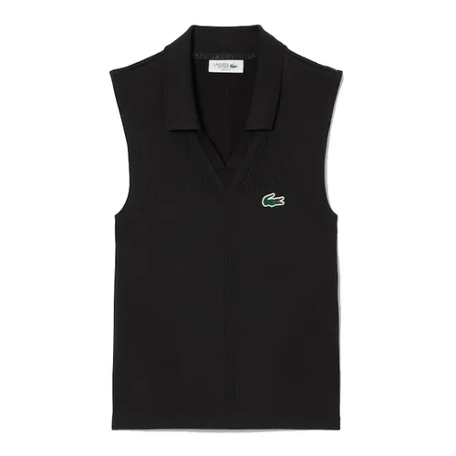 Áo Polo Thể Thao Nữ Lacoste Women's Sleeveless Stretch Knit Tennis PF0614 51 C31 Màu Đen Size 42/44