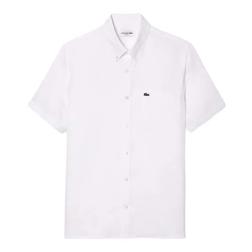 Áo Sơ Mi Cộc Tay Nam Lacoste Men's Short Sleeved Linen Shirt CH5699 001 Màu Trắng Size 38