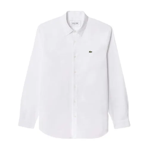 Áo Sơ Mi Dài Tay Nam Lacoste Men's Slim Fit Stretch Poplin Shirt CH5620 001 Màu Trắng Size 39