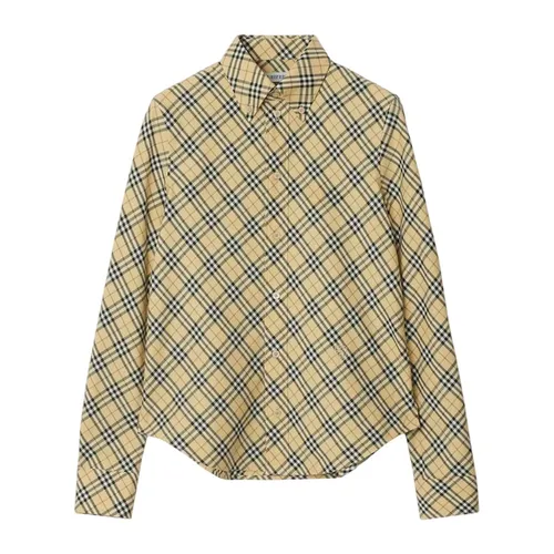 Áo Sơ Mi Nữ Burberry Checked Cotton In Light Beige 8098255 Màu Be Size 6