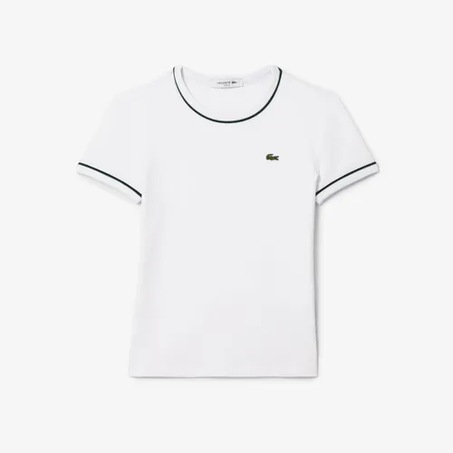 Áo Thun Nữ Lacoste Contrast Trim Jersey T-Shirt TF5289_FMB Màu Trắng Size 34