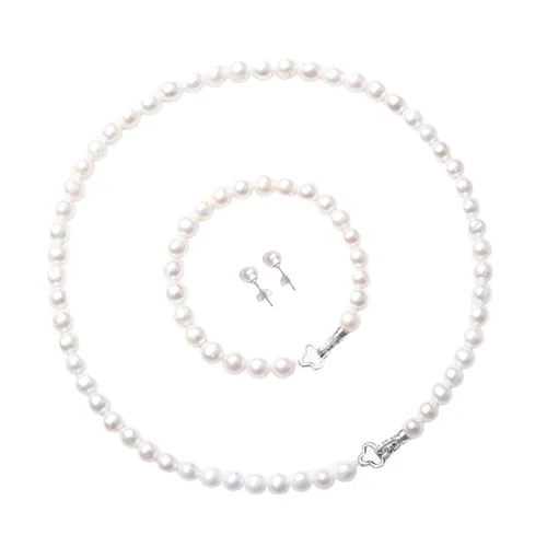 Bộ Trang Sức Ngọc Trai Nữ Jessica Pearl Lucky Leaf JS17 Màu Trắng Ngà