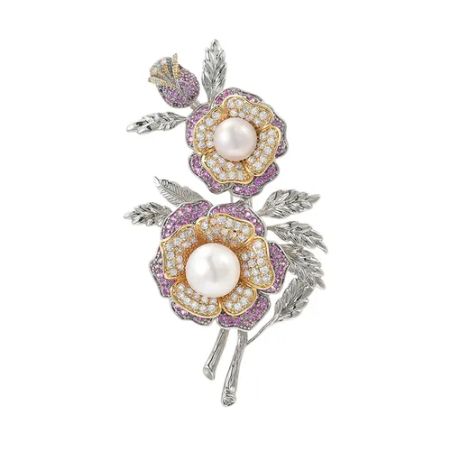 Cài Áo Nữ Meri Enchanted Flora BR951 Màu Hồng Bạc