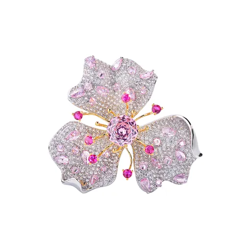 Cài Áo Nữ Meri Luminous Bloom BR964 Màu Hồng/Trắng