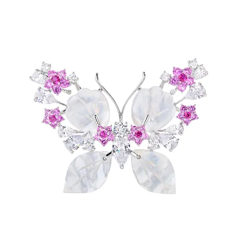 Cài Áo Nữ Meri Pearlescent Wings BR969 Màu Hồng/Trắng