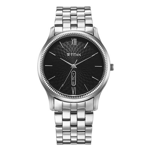 Đồng Hồ Nam Titan Analog Men's Watch With Black Dial And Stainless Steel Strap 1824SM01 Màu Đen