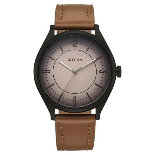 Đồng Hồ Nam Titan Neo Basics Analog With Beige Dial Brown Leather Strap Watch For Men 1802NL03 Màu Đen Nâu