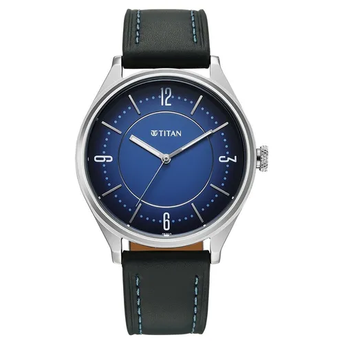 Đồng Hồ Nam Titan Neo Basics Analog With Blue Dial Blue Leather Strap Watch For Men 1802SL21 Màu Xanh Bạc