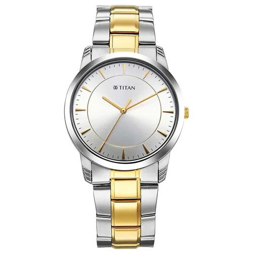 Đồng Hồ Nam Titan Quartz 1774BM02 Silver Dial Stainless Steel Strap Quartz Analog Men Watch Màu Bạc Vàng