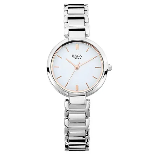 Đồng Hồ Nữ Titan Raga Viva White Dial Analog 2608SM01 Màu Bạc