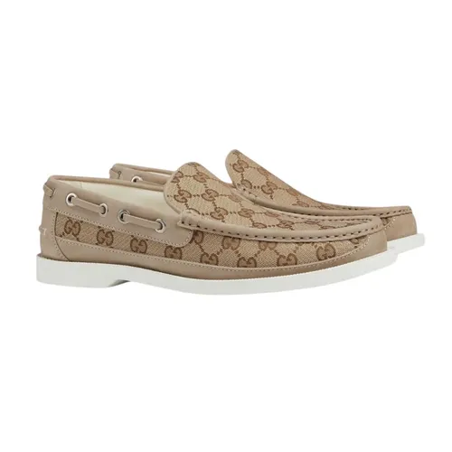 Giày Lười Nam Gucci Original GG Canvas Leather Beige 786485 FADJG 9747 Loafer Màu Be Size 6.5