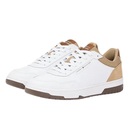 Giày Thể Thao Nam Tommy Hilfiger Mixed Texture Basketball Trainers With Leather FM05714 - 250 Màu Trắng Size 7.5