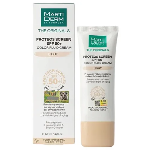 Kem Chống Nắng Nâng Tone Và Làm Đều Màu Da MartiDerm The Originals Proteos Screen SPF50+ Color Fluid Cream Light 40ml