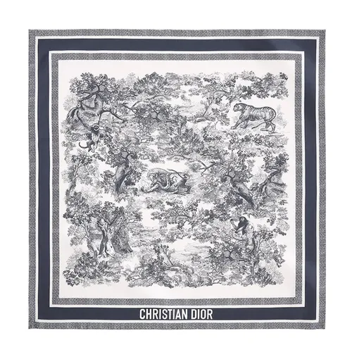 Khăn Lụa Nữ Dior Toile de Jouy Sauvage 90 Square Scarf  Màu Trắng/Navy
