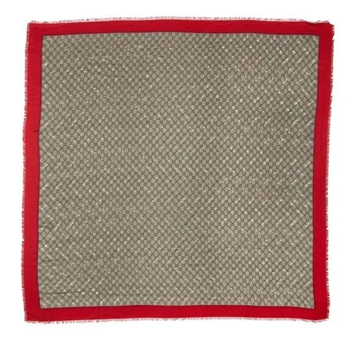 Khăn Lụa Nữ Gucci GG Print Horsebit Silk Carré Beige Ebony Màu Đỏ Nâu