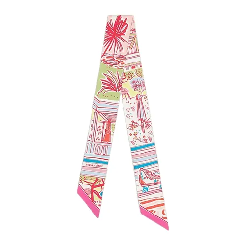 Khăn Lụa Nữ Hermès Rayures D'ete Twilly Màu Hồng