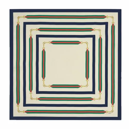 Khăn Nữ Gucci Printed Silk Twill Carré 626781 3G001 9200 Màu Be Xanh