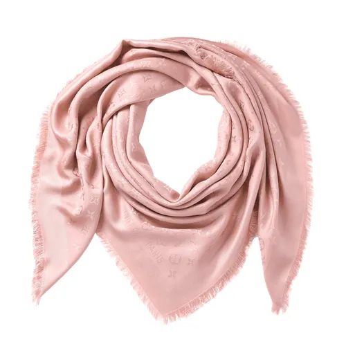Khăn Quàng Cổ Nữ Louis Vuitton LV Monogram Shawl Natural M74441 Màu Hồng Nhạt