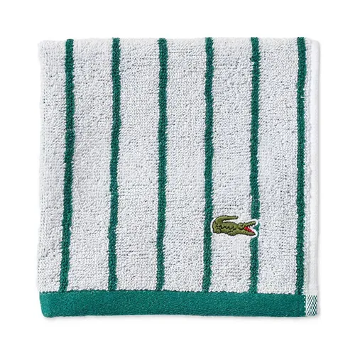 Khăn Tắm Lacoste Centre Mark Cotton Jacquard Stripe Hand Towel Green 4000002385 Màu Trắng Sọc Xanh Lá