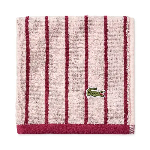 Khăn Tắm Lacoste Centre Mark Cotton Jacquard Stripe Hand Towel Pink 4000002388 Màu Hồng Sọc Đỏ Đô