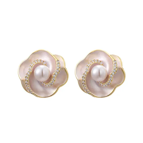 Khuyên Tai Nữ Jessica Pearl Artistic Bloom JE64 Màu Trắng Vàng