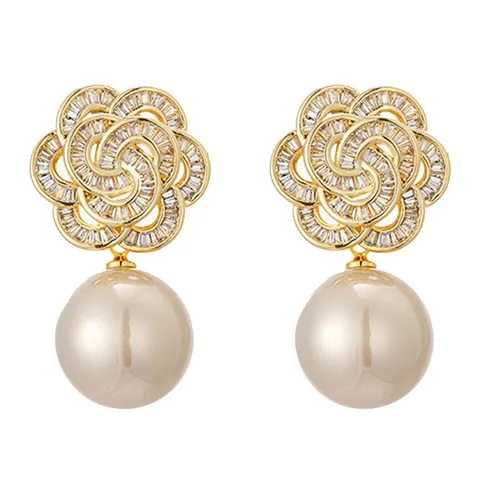 Khuyên Tai Nữ Jessica Pearl Modern Petal JE61 Màu Vàng Gold