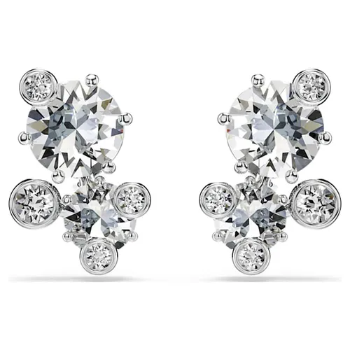 Khuyên Tai Nữ Swarovski Constella Stud Earrings Round Cut, White, Rhodium Plated 5732253 Màu Bạc