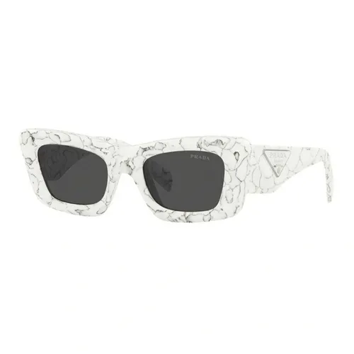 Kính Mát Nữ Prada Sunglasses In Matte White Marble 0PR 13ZS Màu Xám/Trắng
