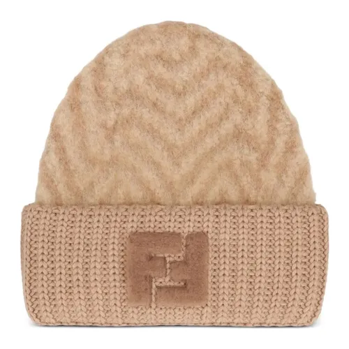 Mũ Len Fendi Chevron FF Beanie Màu Nâu