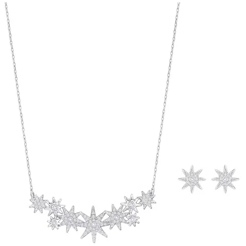 Set Dây Chuyền + Khuyên Tai Nữ Swarovski Fizzy Set Star, White, Rhodium Plated 5528944 Màu Bạc