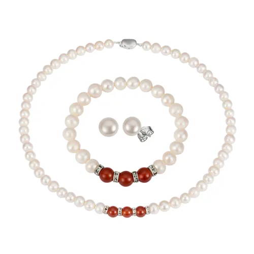 Set Dây Chuyền, Vòng Tay, Khuyên Tai Nữ Kya Jewel Sweet Agate JS20 Màu Trắng Ngà