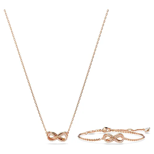 Set Dây Chuyền + Vòng Tay Swarovski Hyperbola Set Infinity, White, Rose gold-tone Plated 5682483 Màu Vàng Hồng