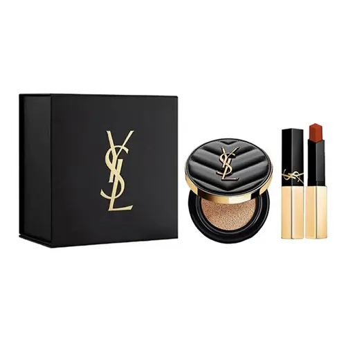 Set Phấn Nước Và Son Môi Yves Saint Laurent YSL Le Cushion - The Slim 1936 Firey Era Màu Đỏ Cam Gạch