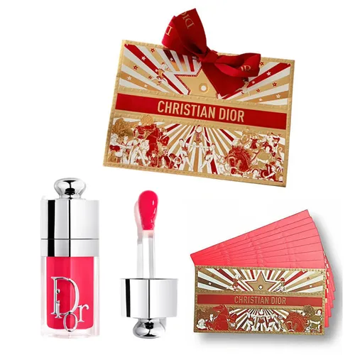 Set Son Dưỡng Dior Addict Lip Glow Oil 074 Jelly Màu Hồng Fuchsia + 8 Bao Lì Xì Dior + Túi Giấy