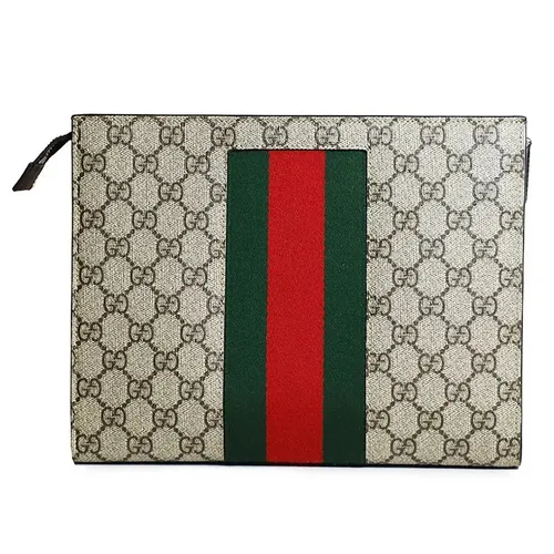 Túi Cầm Tay Nam Gucci GG Supreme Canvas Web Clutch 475316 Phối Màu