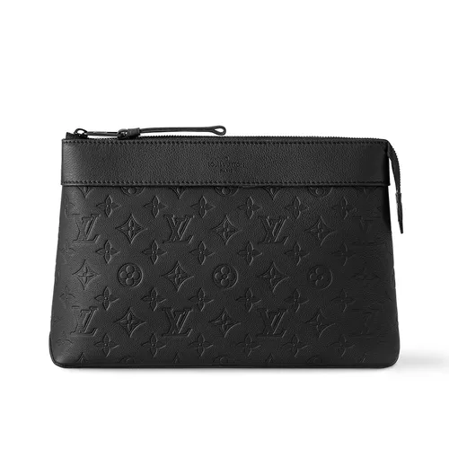 Túi Cầm Tay Nam Louis Vuitton LV Monogram Pochette Voyage Souple M82545 Màu Đen